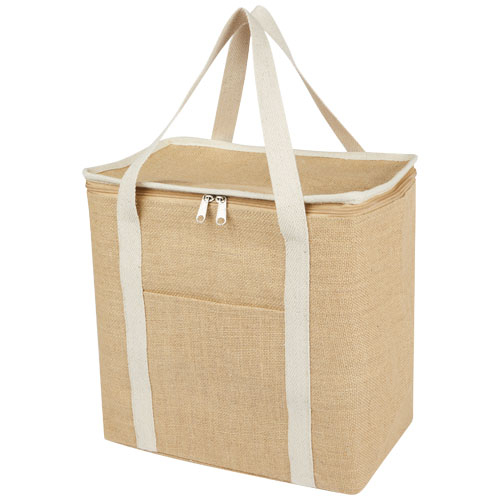 Sac isotherme promotionnel en jute 19L Juta Naturel et Blanc